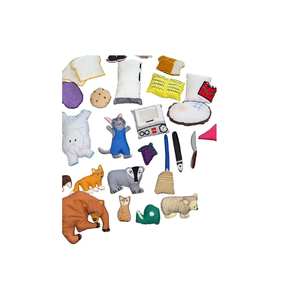 Vintage Felt Story Board Pieces Lot Animals People Food Educational Toys